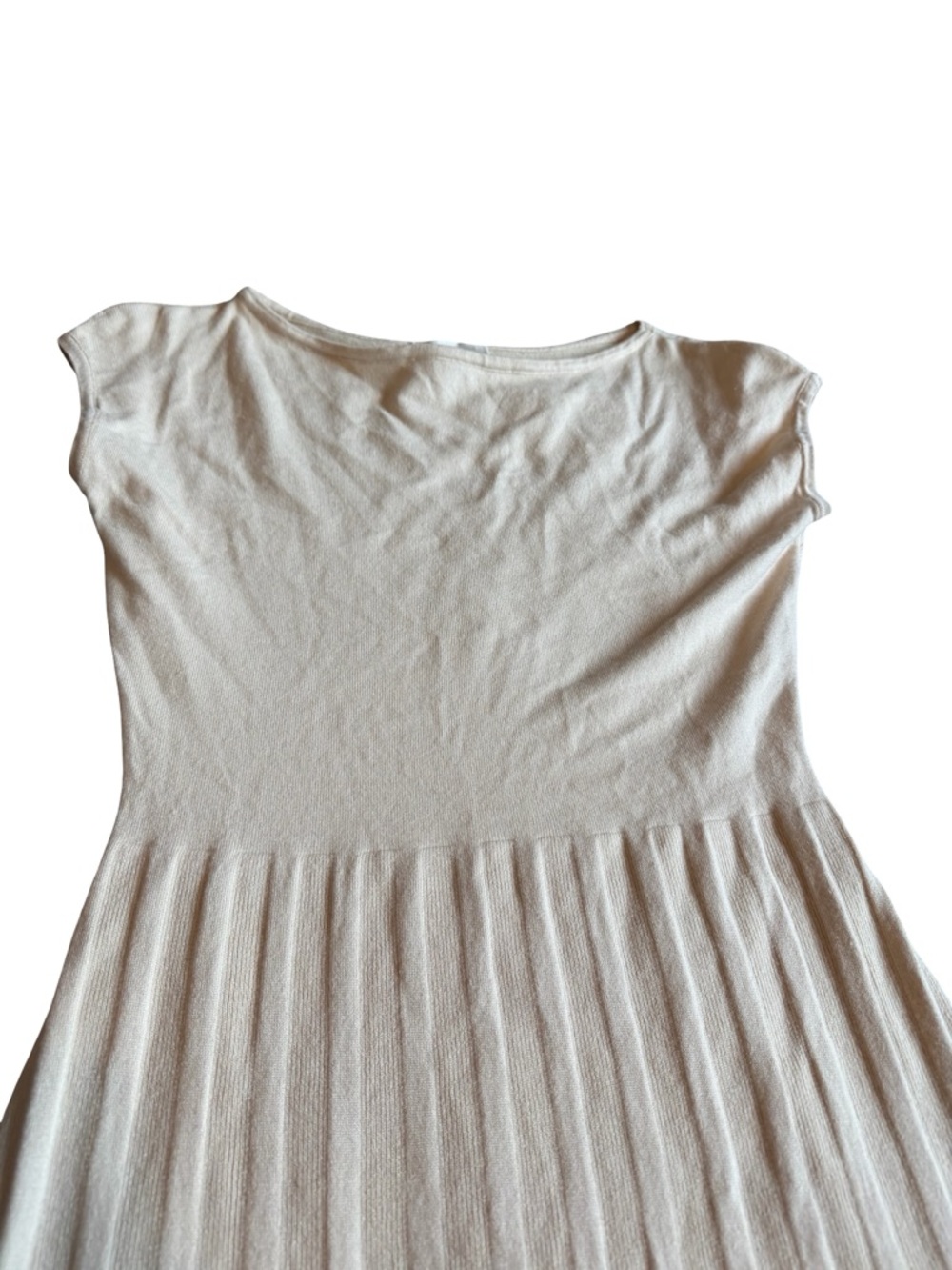 Here Comes The Sun Stretchy Elegant Bone Dress Pleated Skirt Size Medium NWT - Picture 2 of 10